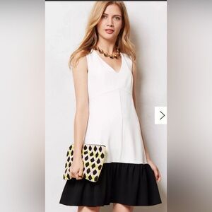 Leifsdottir Size 6 Color Block Crepe 60s Style Peplum Exposed Zipper Dress